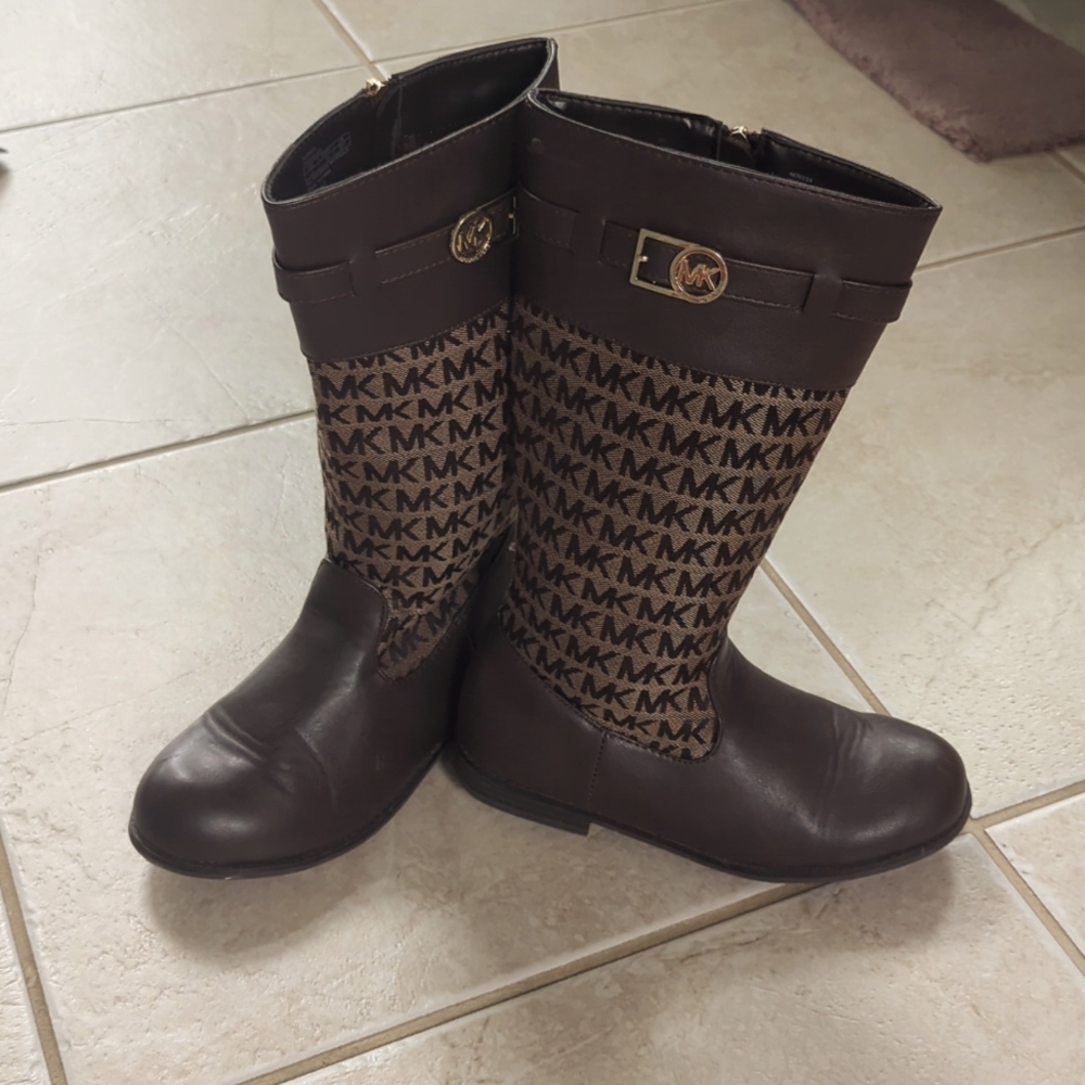 Girls size 3 brown chocolate Michael kors logo riding boots